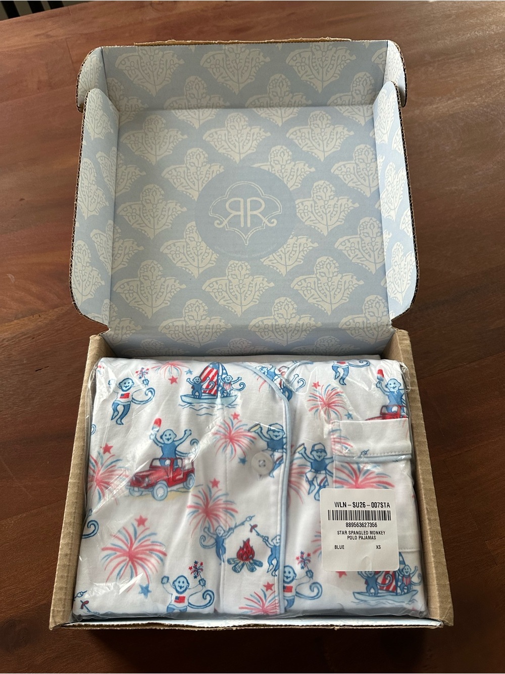 NWT! Roller Rabbit Star Spangled Monkey Polo Pajamas  Size: XS - Picture 3 of 10